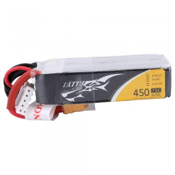 Tattu 14.8V 75C 4S 450mah Lipo Battery Pack with XT30 Plug- Long Version - Image 3